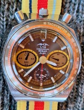 SEIKO ALBA AKA Bullhead V657-6060 Quartz Chronograph Brown Dial Mens- Vintage