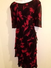 CATTIVA VINTAGE DRESS - 100% SILK CASCADE TIERED  DRESS - SIZE 18👗