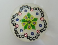 Boxed Joyce Manson Yellow and Purple Flower Head & Garland Paperweight - 2 1/4"