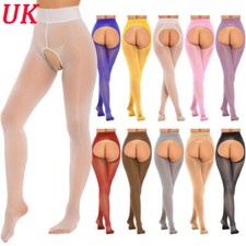 UK Women Sheer Hollow Out Tight Pantyhose Suspender Thigh High Stockings Pants
