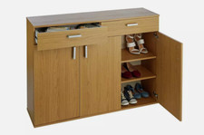 Venetia Large 3 Door 2 Drawer Shoe Cabinet - Oak