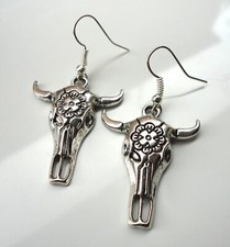 Native American Cow Skull Buffalo Charm Earrings Western Country Style