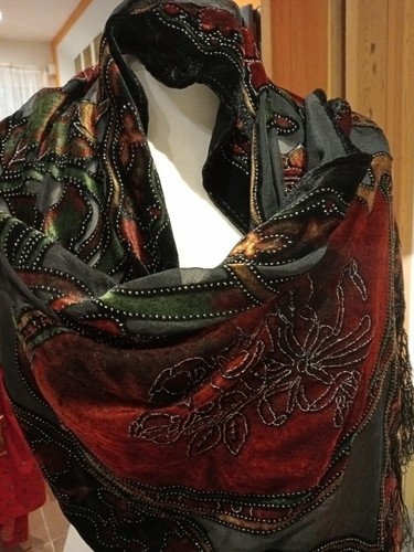 Silk and viscose beaded velvet - silk,