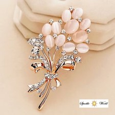 Exquisite Stone Flower Brooch