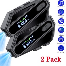 2X LED Bluetooth Motorcycle Helmet Intercom Headset Wireless Motorbike Headphone