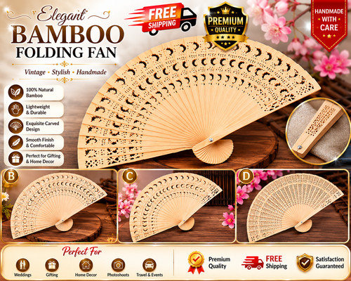 Vintage carved bamboo folding - vintage,