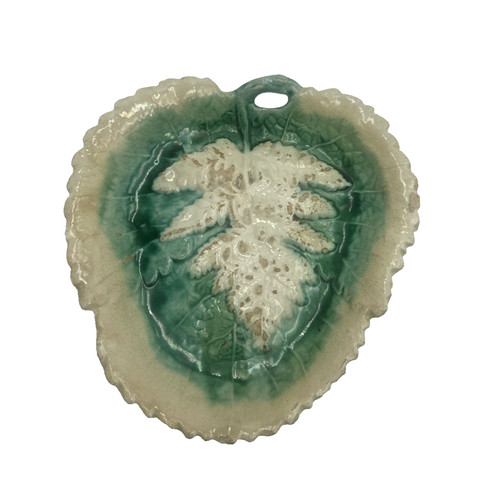 Antique majolica leaf - majolica, dish