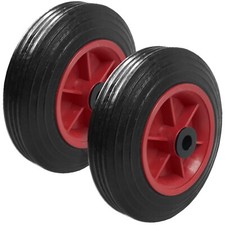 2x Solid Rubber Wheel  190mm (7.5" x 2") 16mm Bore Sack Truck Trolley Cart