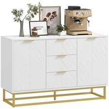 HOMCOM Sideboard Storage Cabinet with Adjustable Shelves, White