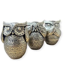 Set of 3 Golden Owl Figurines – Hear No Evil, See No Evil, Speak No Evil