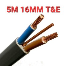 5m  X 16mm 16.0mm 6242Y T+E Flat Twin and Earth Cable Wire BASEC Cooker Shower