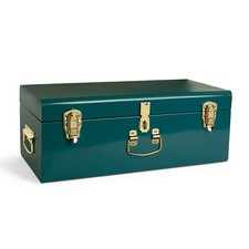Stainless Steel Teal Storage Trunk with Gold Detailing, Beautify