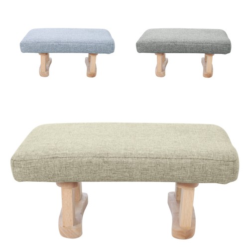 Small linen low footstool - linen,