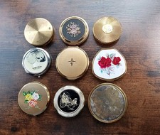 Nine Vintage Powder Puffs Including Stratton, Max Factor, Everett 