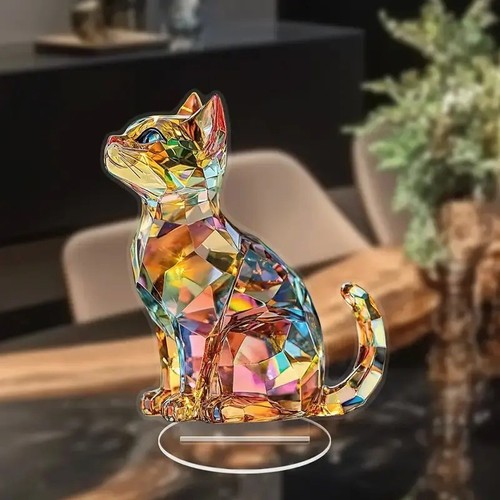 Crystal cat figurine cute - crystal,