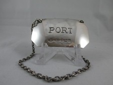LOVELY SOLID SILVER " PORT " DECANTER LABEL, BROADWAY & Co., BIRM. 2005.