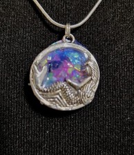 Silver Tone Mermaid Pendant Hippy Boho Spiritual Message