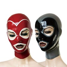 UK Latex Mask Rubber Hood Back Zipper Catsuit Cosplay Fetish Party Costume BDSM