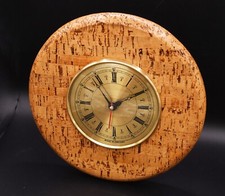 10" Solid Cork Wall Clock - Unusual 70's Wall Clock With Quartz Battery Movement