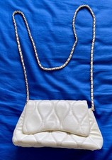 Women’s Primark Makeup/Shoulder/Clutch/Hand Bag with white & gold shoulder chain