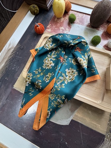Teal floral square - square, with