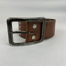 Crafted Unisex Brown Leather Studs Jeans Cowboy Belt Size S  40" Long Length