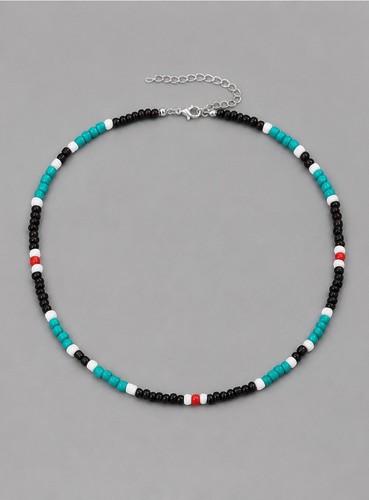 Mens beaded necklace - mens, turquoise