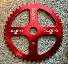OLD SCHOOL BMX SUGINO CROSS CHAINRING RED, NOS 44T.