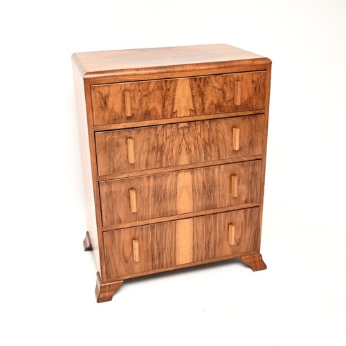 Art deco figured walnut chest - art,