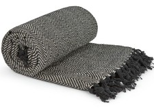 100% Cotton Herringbone Black