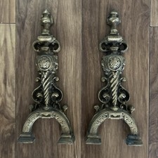 Pair of Vintage Brass Fire