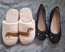 Girls Slippers & Slip On Black  Ballet Shoes Size 2 UK