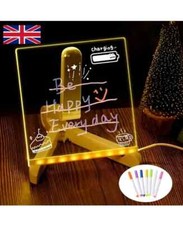 LED Message Board with 7 Colors Pen, Acrylic Dry Erase Note Board Light w/ Stand
