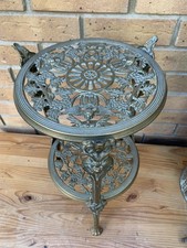 Vintage Solid Brass 2 Tier Stand Plant Stand Cherub Design