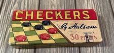 VINTAGE CROWN Checkers 30 Pieces By Halsam Box Red & Black Crowns SEE READ