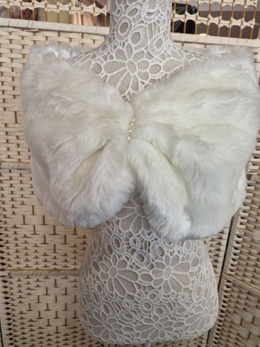 White faux fur wedding bridal - faux,