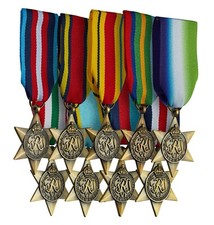 Complete Set of 9 British Star Campaign Medals & Ribbons 1939-1945 WW2 Repro 