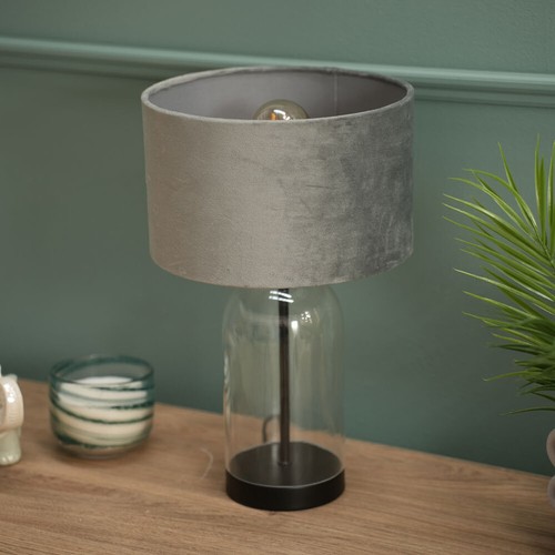 Glass table lamp black base - table,