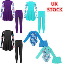 UK Girl Rash Guard Swimsuit Full Body Cover Hijab Conservative Burkini Activewer