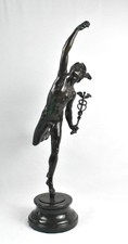 After Giovanni Bologna – Bronze Mercury Sculpture on Stone & Bronze Base 19th C