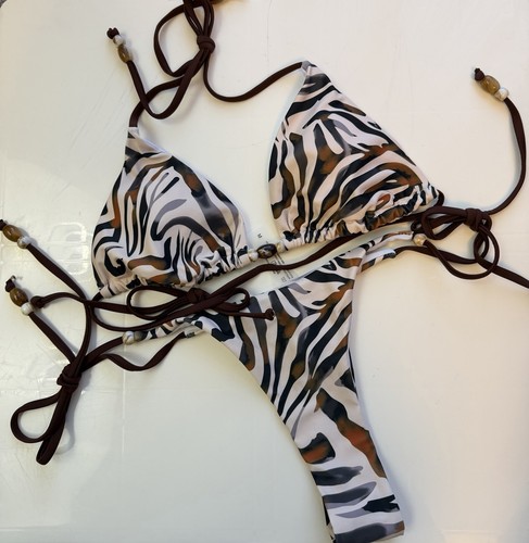Zebra print triangle bikini - zebra,