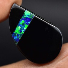 24.35 Cts Natural Fire Opal On Black Onyx Doublet Fancy IGL Certified Gemstone