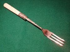 SOLID SILVER ANTIQUE PICKLE FORK . MOTHER of PEARL HANDLE. Hallmarked