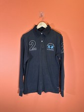 La Martina Men's Vintage Rugby Shirt Large Brown Polo Top, USA