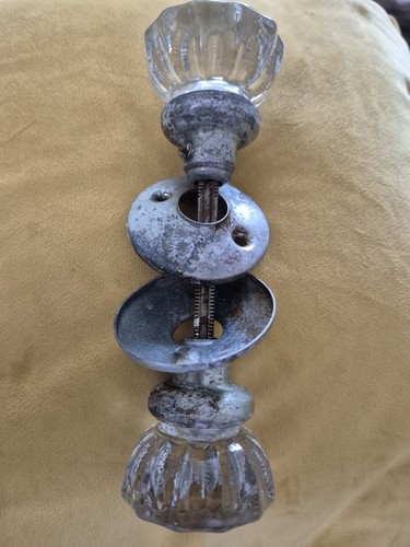 Pair old vintage faceted glass - old,