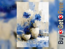 Blue Floral Still Life Print