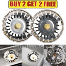 Premium Kitchen Sink Strainer Replacement Waste Plug Basin Drain Filter Steel *2
