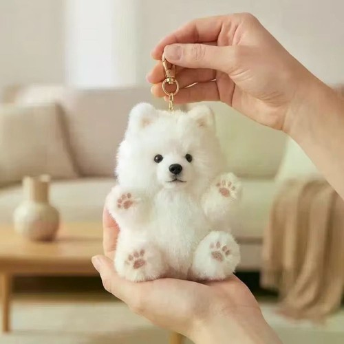 Lifelike samoyed plush pendant - samoyed,
