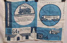 Vintage 1964 Linen Tea Towel Express Dairies Centenary Design J Christopher Heal