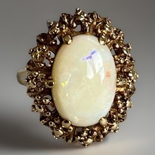 9ct Gold Opal Ring 6.19g Heavy Huge Natural Vintage 9.375 Hallmarked 1970 Size O